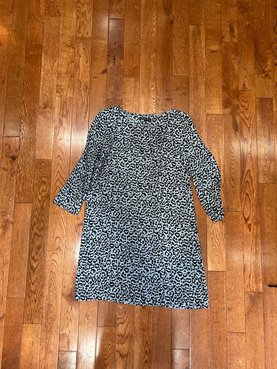 Broadway & Broome Dresses & Skirts - Leopard Print Long Sleeve Shift Dress in Light Blue and Black